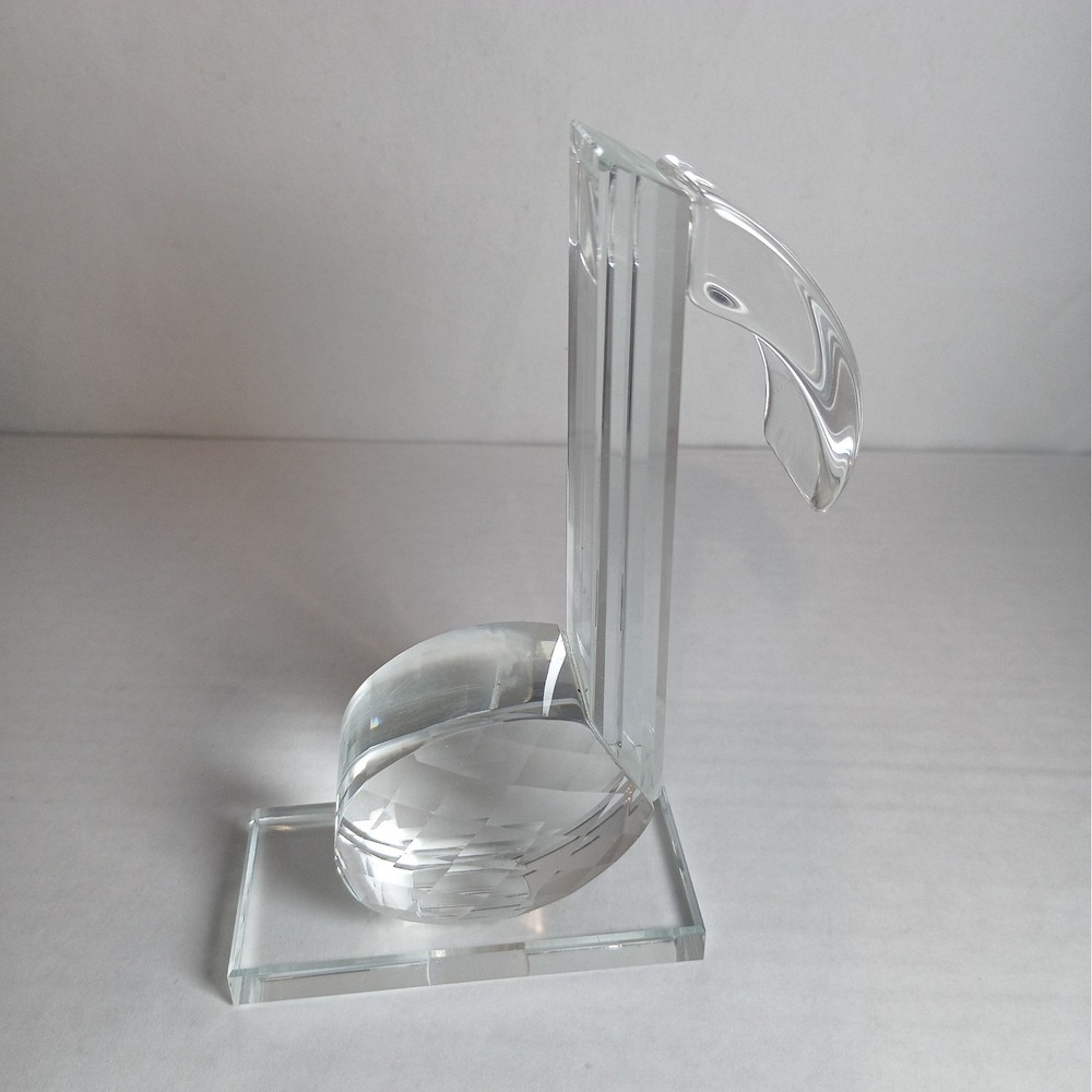 Y2K Musical Note Oleg Cassini Crystal Glass Faceted Desk Accessory Paperweight